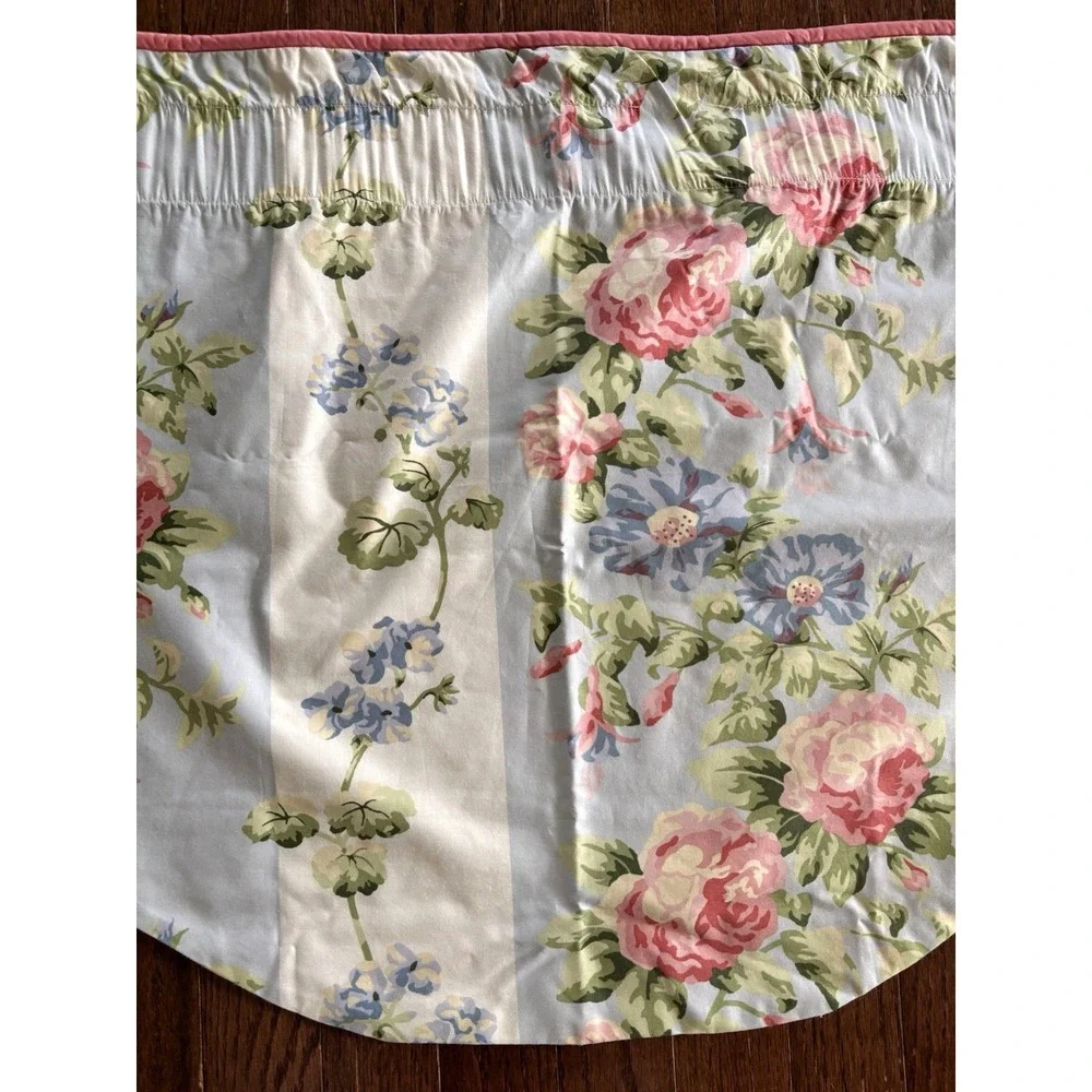 VTG 90s Cottagecore Laura Ashley Country Rose Blue Stripe 4 Custom Valances